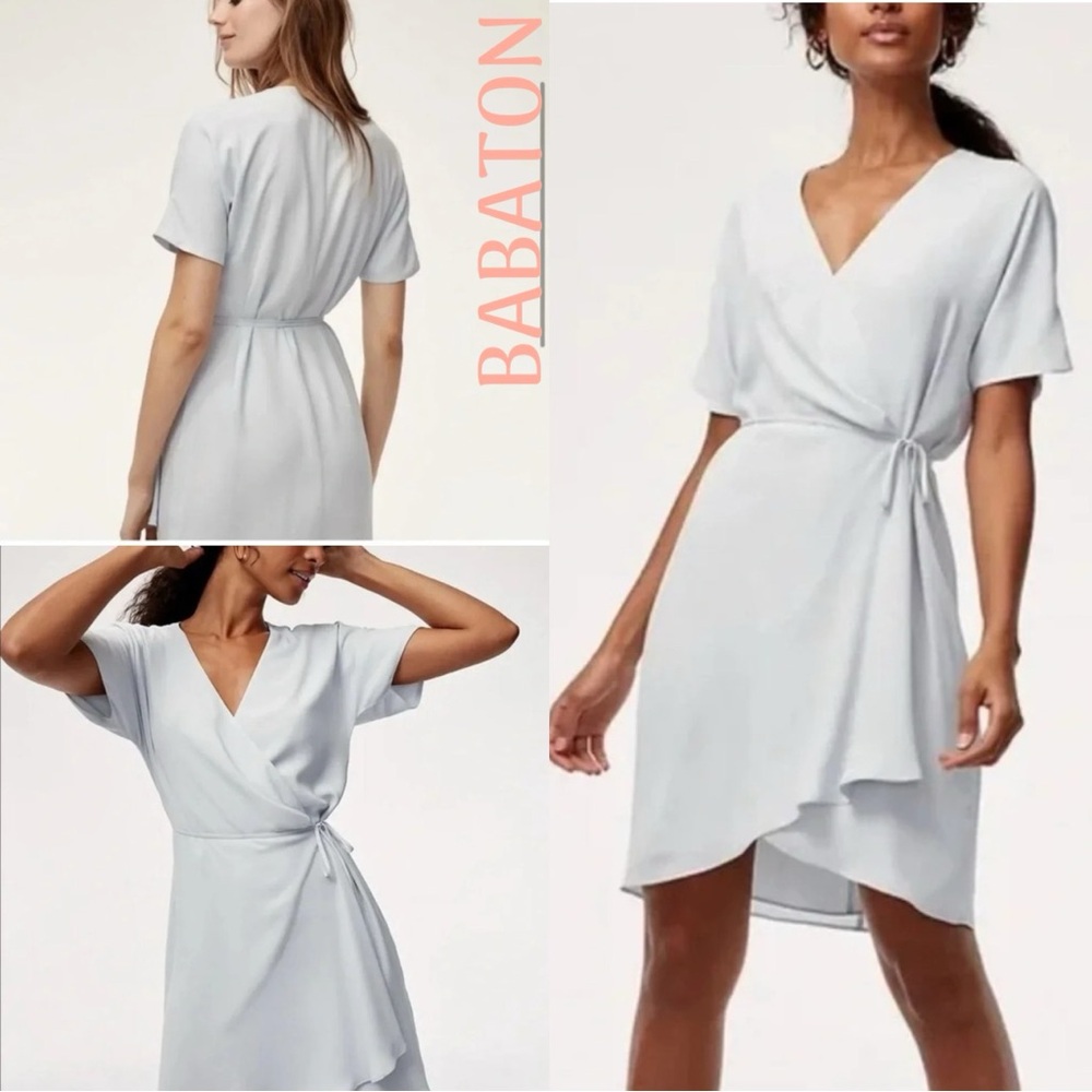 Babaton Aritzia Wallace Gray Wrap Dress